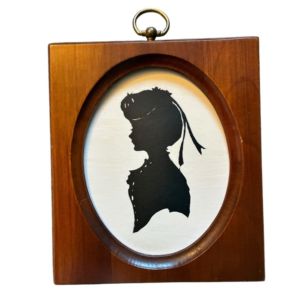 VINTAGE Woodcraftery Heirloom Cherry Wood Silhouettes Set of 2 - Picture 2 of 7